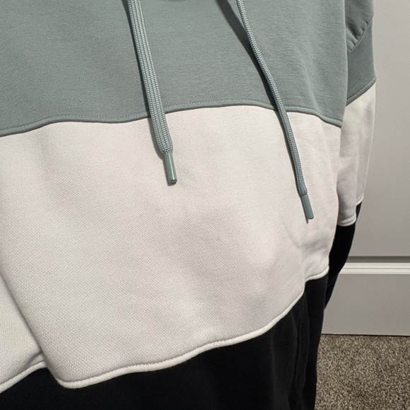 Denim & Flower Colorblock Hoodie - pale green, White, and Black - Picture 3 of 3